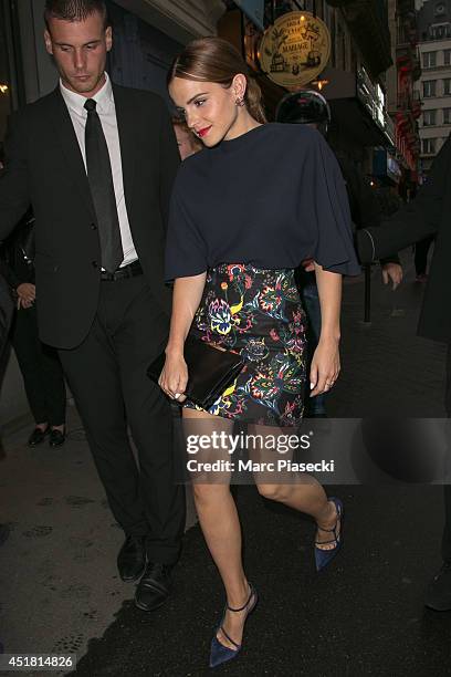 Actress Emma Watson arrives to attend the Dior Private Dinner as part of Paris Fashion Week - Haute Couture Fall/Winter 2014-2015 at on July 7, 2014...