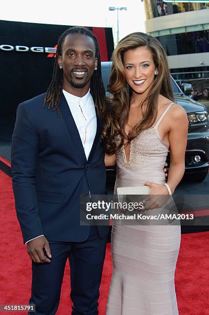 Professional baseball player Andrew McCutchen and Maria Hanslovan attend the 2013 American Music Awards Powered by Dodge at Nokia Theatre L.A. Live...