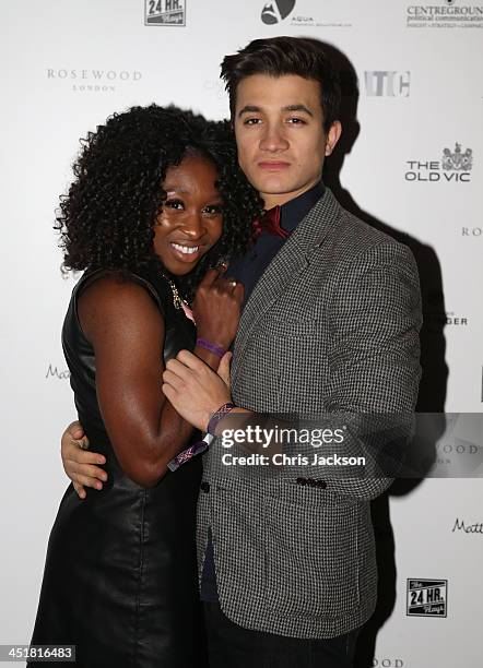 Cynthia Arrivo and guest attend the post show party, The 25th Hour, following The Old Vic's 24 Hour Celebrity Gala 2013 at Rosewood London on...