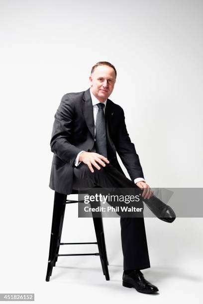 New Zealand Prime Minister John Key poses during a portrait session at Minnie St Studios on July 8, 2014 in Auckland, New Zealand. John Key is the...