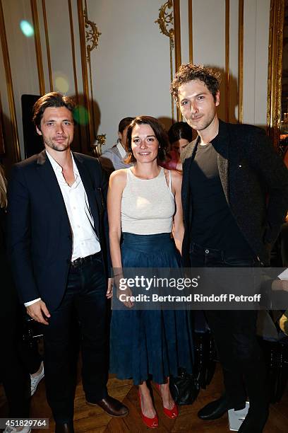 Members of group "Something's Fishy" Raphael Personnaz and Audrey Ismael, Simon Buret attend the Alexis Mabille show as part of Paris Fashion Week -...