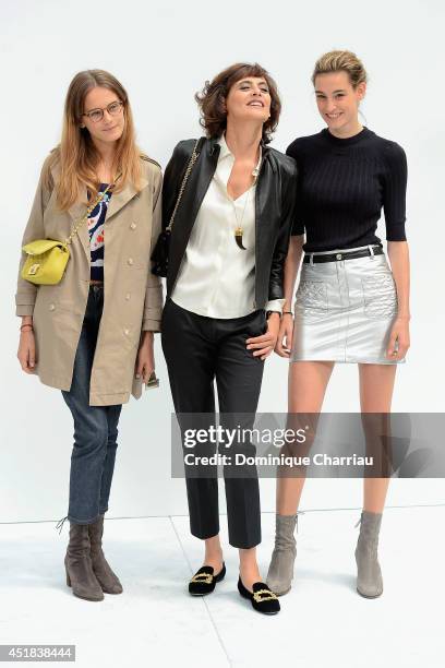 Ines De La Fressange and her daughters Violette d'Urso and Nine d'Urso attend at Chanel show as part of Paris Fashion Week - Haute Couture...