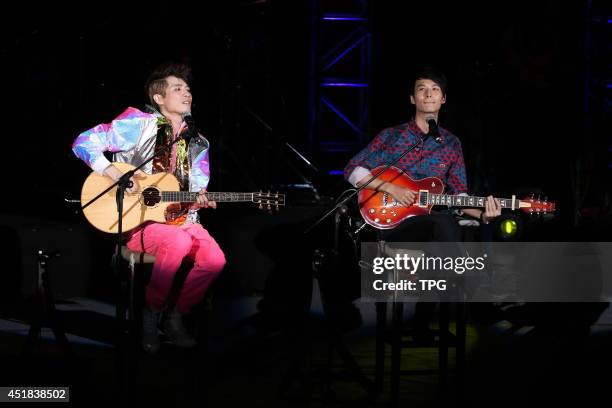 Singer Hsiao Hung Jen holds concert on Saturday July 5,2014 in Taipei,China.Singer Yen-j attends the concert as a guest performer.