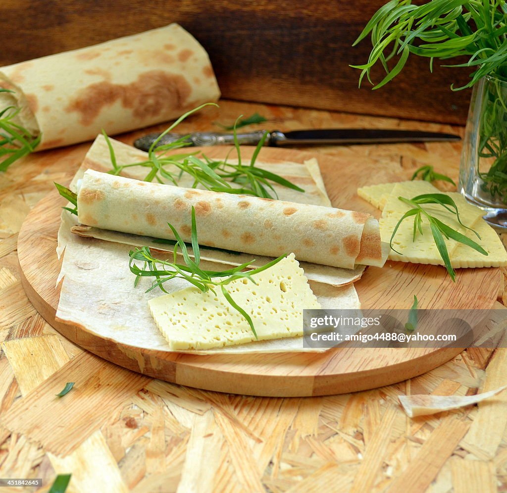 Cheese with pita bread