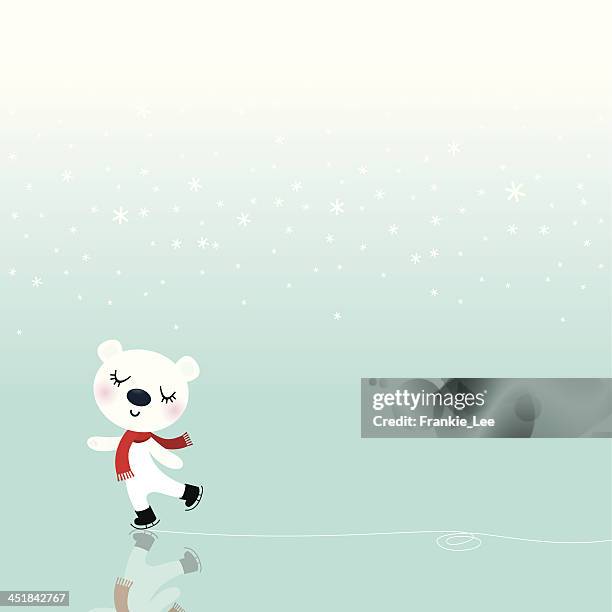 polar bear skating - winter skating stock illustrations