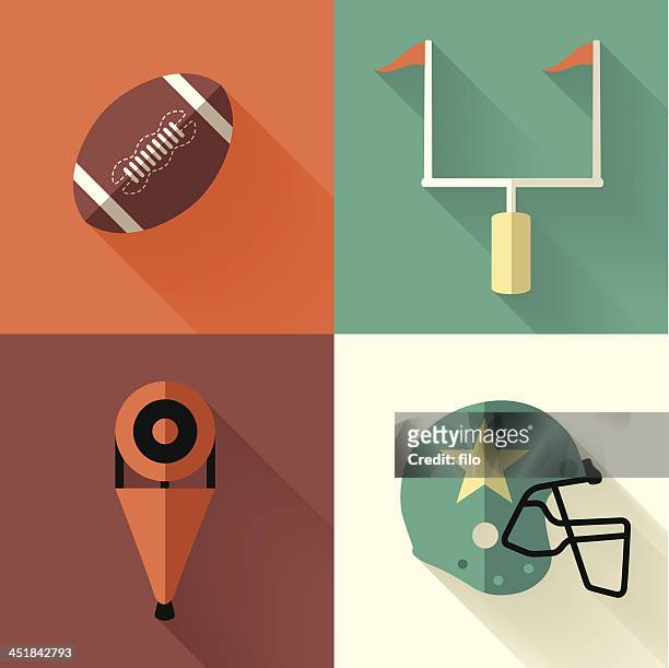 vektor-illustration von fußball-symbole - goalpost stock-grafiken, -clipart, -cartoons und -symbole