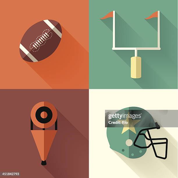 bildbanksillustrationer, clip art samt tecknat material och ikoner med vector illustration of football symbols - fotbollsplan för amerikansk fotboll