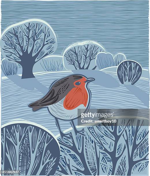 festive winter landscape - robin stock illustrations