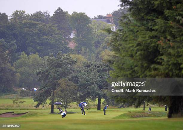 Golfers in action during the Golfbreaks.com PGA Fourball Championship - Scottish Regional Qualifier at Musselburgh Golf Club, on July 8, 2014 in...