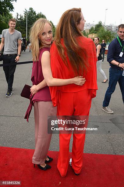 Friederike Kempter and Julia Malik attend the Michael Sontag show during the Mercedes-Benz Fashion Week Spring/Summer 2015 at Erika Hess Eisstadion...