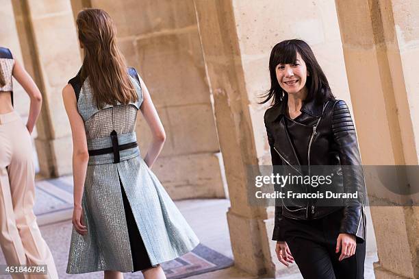 Designer Bouchra Jarrar acknowledges the audience after the the Bouchra Jarrar show as part of Paris Fashion Week - Haute Couture Fall/Winter...