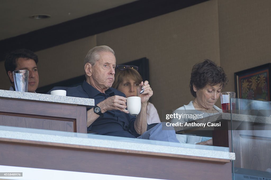 New York Mets owner Fred Wilpon sits in the owners box during the