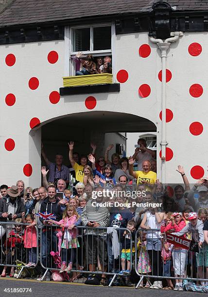 House is adorned with the king of the mountains polka dots as the fans support the riders in Yorkshire during stage two of the 2014 Le Tour de France...