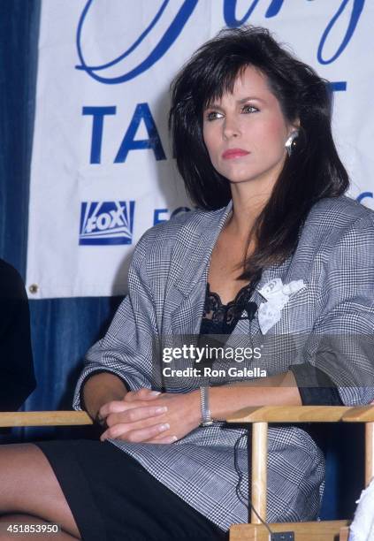 Actress Karen Kopins attends the Press Conference to Announce the Production of FOX Broadcasting Company's New Series "Angels '88" on May 5, 1988 at...