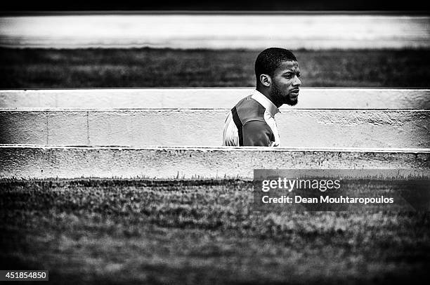 Jeremain Lens walks out of the tunnel during the Netherlands training session at the 2014 FIFA World Cup Brazil held at the Estadio Paulo Machado de...