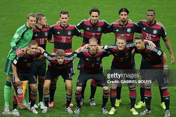 Germany's goalkeeper Manuel Neuer, Germany's midfielder Toni Kroos, Germany's forward Miroslav Klose, Germany's defender Mats Hummels, Germany's...