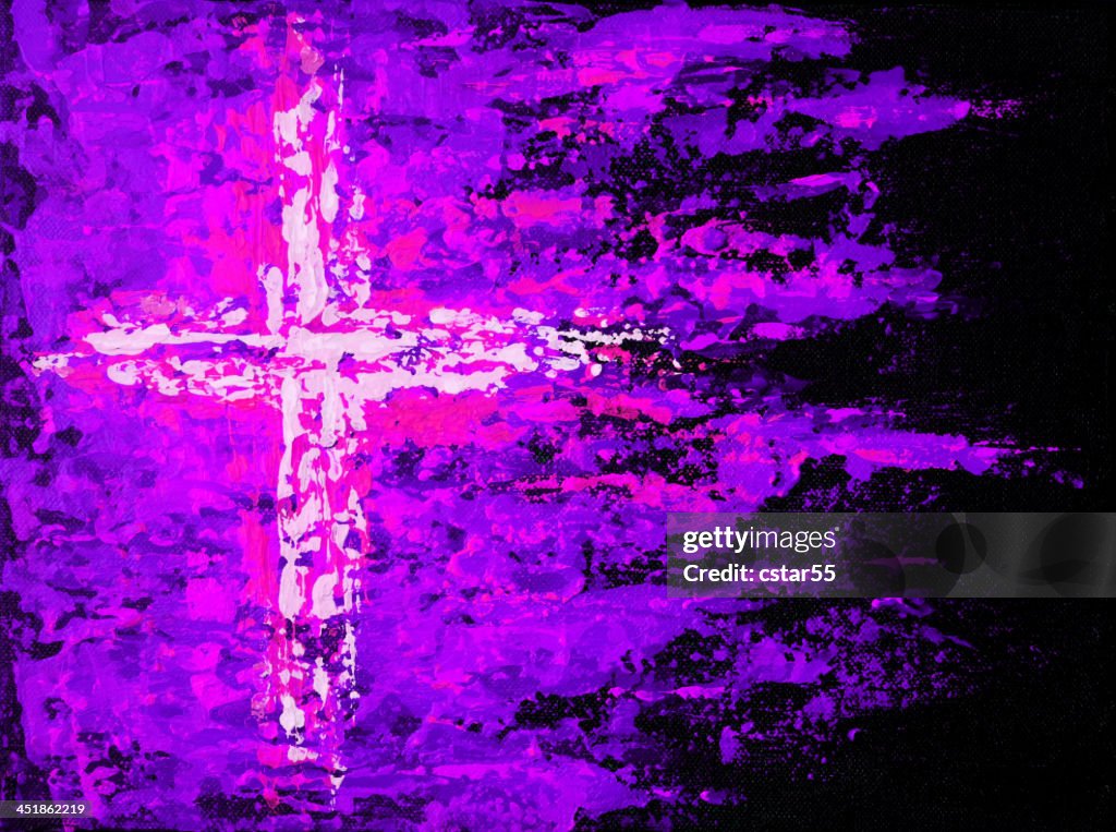 Abstract Simple Cross Abstract Painted Cross With Purple And Pink High-Res Vector Graphic ...