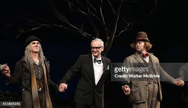 Billy Crudup, Director Sean Mathais and Shuler Hensley during the Opening Night Curtain Call for "Waiting For Godot" at the Cort Theatre on November...