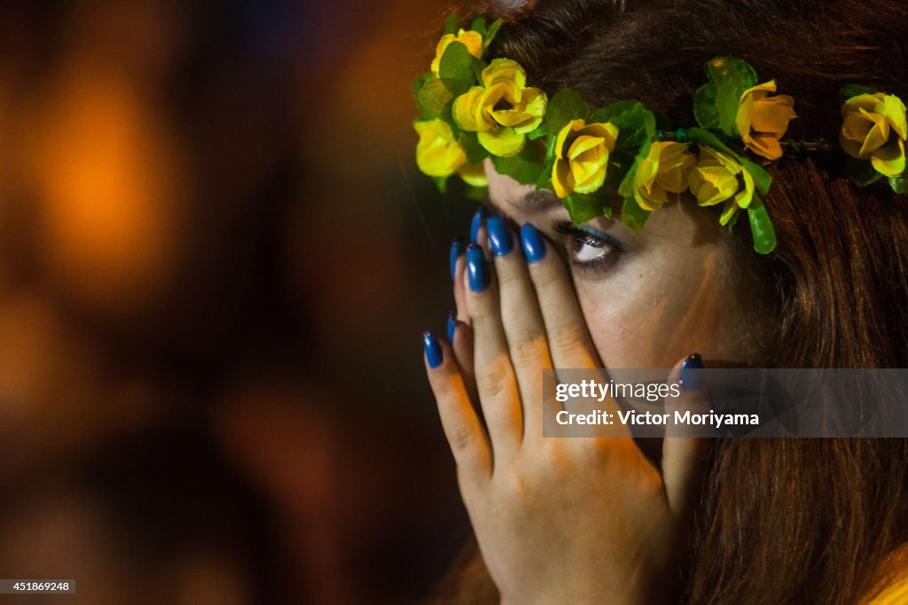 Brazilian Fans Cheer On Their National Team During World Cup Semi Finals