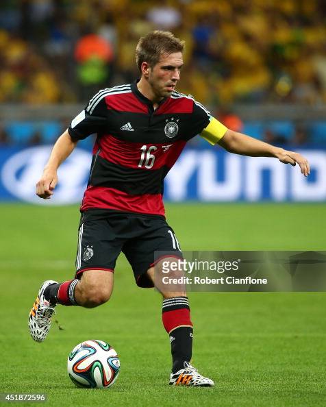 Philipp Lahm of Germany controls the ball during the 2014 FIFA World ...