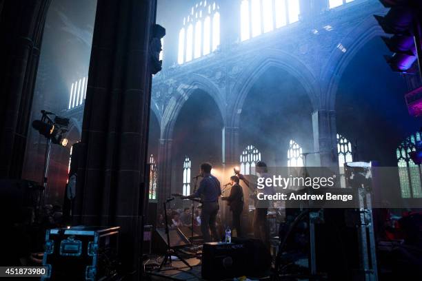 Conor Oberst performs on stage at Manchester Cathedral on July 8, 2014 in Manchester, United Kingdom.