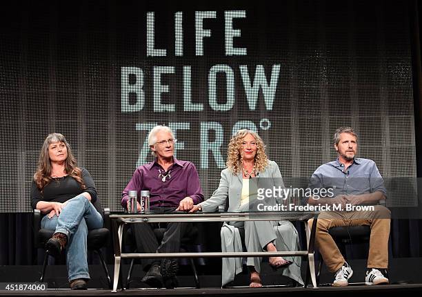 Sue Aikens, Andy Bassich, Kate Rorke and executive producer Travis Shakespeare speak onstage at the "Life Below Zero" panel during the National...
