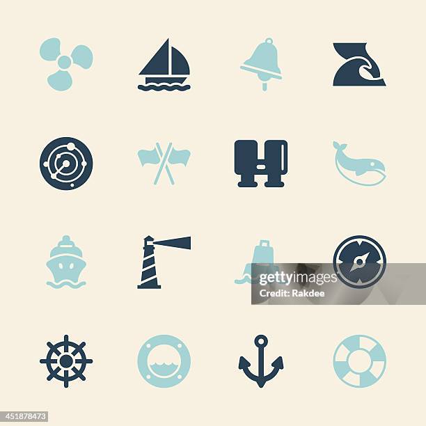 nautische symbole-color-serie/eps10 - kreuzfahrt stock-grafiken, -clipart, -cartoons und -symbole