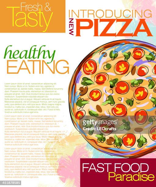 tasty pizza - vegetarian pizza stock illustrations
