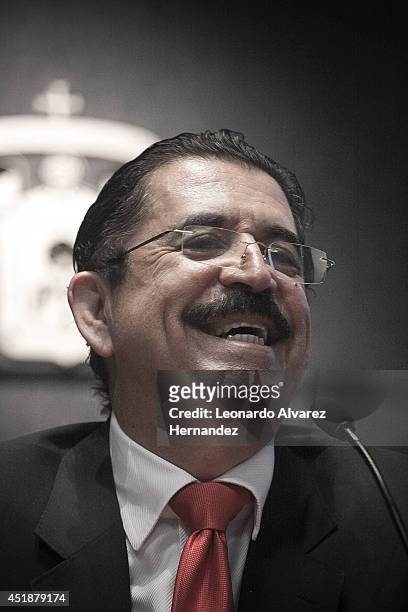 Jose Manuel Zelaya ex-President of Honduras speaks during the conference "The Role of Youth in Social Struggles" as part of the 23th Anniversary of...