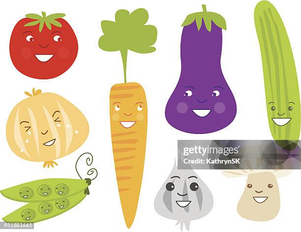 ilustrações de stock, clip art, desenhos animados e ícones de fofo veggie caracteres - kathrynsk