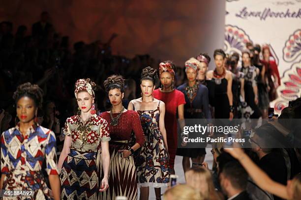 The models of Lena Hoschek's creations during the Mercedes-Benz Fashion Week Berlin Spring / Summer 2015.