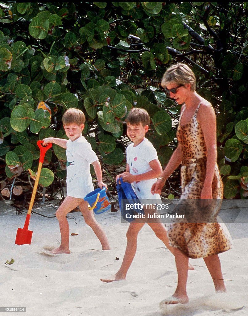 Diana Princess of Wales on Holiday, Necker Island, Caribbean