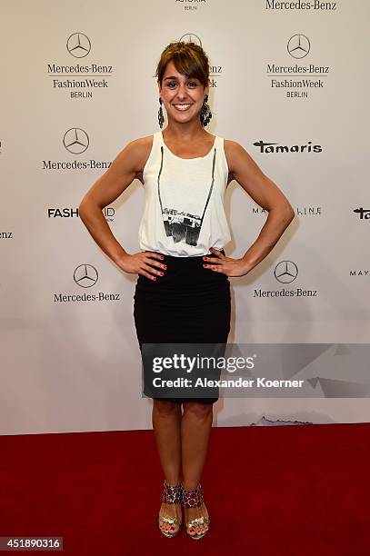 Melissa Ortiz-Gomez attends the Glaw show during the Mercedes-Benz Fashion Week Spring/Summer 2015 at Erika Hess Eisstadion on July 9, 2014 in...