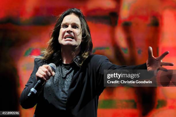 Ozzy Osbourne of Black Sabbath performs on stage at British Summer Time Festival at Hyde Park on July 4, 2014 in London, United Kingdom.