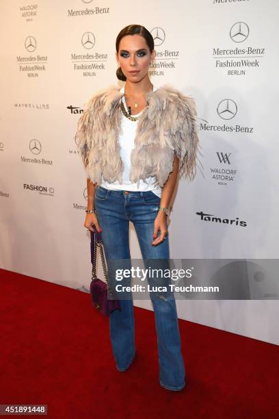 Liliana Matthaeus attends the Glaw show during the Mercedes-Benz Fashion Week Spring/Summer 2015 at Erika Hess Eisstadion on July 9, 2014 in Berlin,...