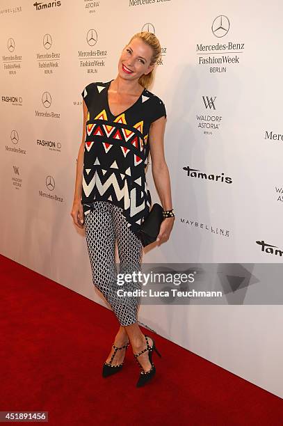 Giulia Siegel attends the Glaw show during the Mercedes-Benz Fashion Week Spring/Summer 2015 at Erika Hess Eisstadion on July 9, 2014 in Berlin,...