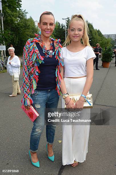 Natascha Ochsenknecht and daughter Cheyenne Ochsenknecht attend the Glaw show during the Mercedes-Benz Fashion Week Spring/Summer 2015 at Erika Hess...