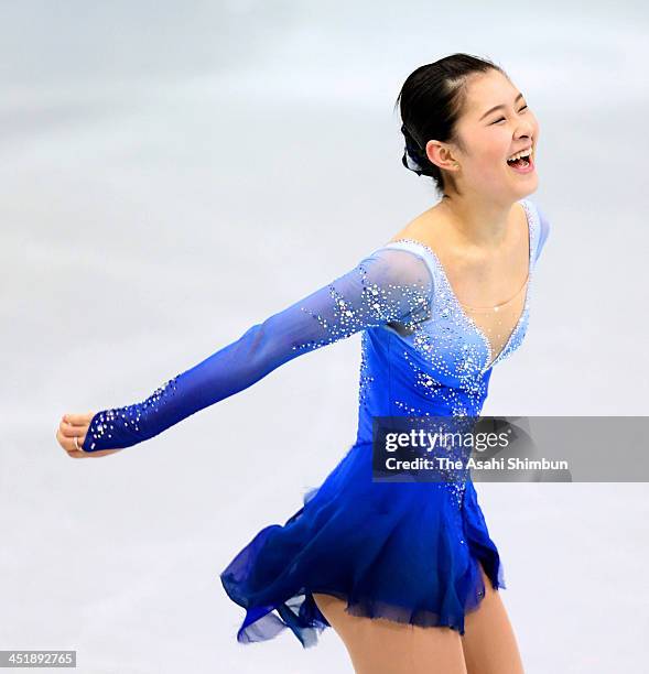 Kanako Murakami of Japan competes in the Ladies' Free Program during day two of the ISU Rostelecom Cup of Figure Skating 2013 on November 23, 2013 in...