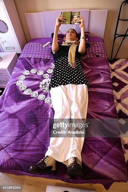 Rumeysa Gelgi granted as the world's tallest girl with her 2,13-meter height, is seen at her room in Karabuk, Turkey on July 9, 2014. Gelgi, having...