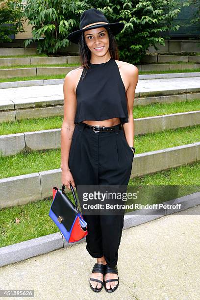 Singer Shy'm attends the Frank Sorbier show as part of Paris Fashion Week - Haute Couture Fall/Winter 2014-2015. Held at Salle Wagram on July 9, 2014...