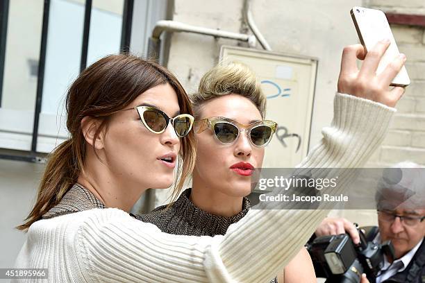 Hanneli Mustaparta and Mia Moretti arrive to attend the Maison Martin Margiela show as part of Paris Fashion Week - Haute Couture Fall/Winter...