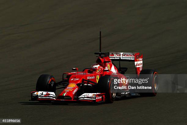 Jules Bianchi of France drives a Ferrari during day two of testing at Silverstone Circuit on July 9, 2014 in Northampton, England.
