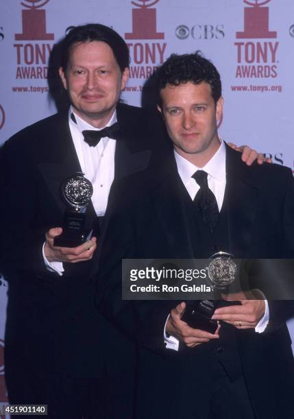 Composer Mark Hollmann and lyricist Greg Kotis attend the 56th Annual Tony Awards on June 2, 2002 at Radio City Music Hall in New York City.