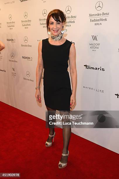 Anna Maria Kaufmann attends the Glaw show during the Mercedes-Benz Fashion Week Spring/Summer 2015 at Erika Hess Eisstadion on July 9, 2014 in...