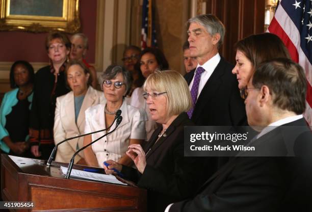 Sen. Patti Murray , Sen. Mark Udall and other members of Congress participate in a news conference about the Supreme Courts recent Hobby Lobby...
