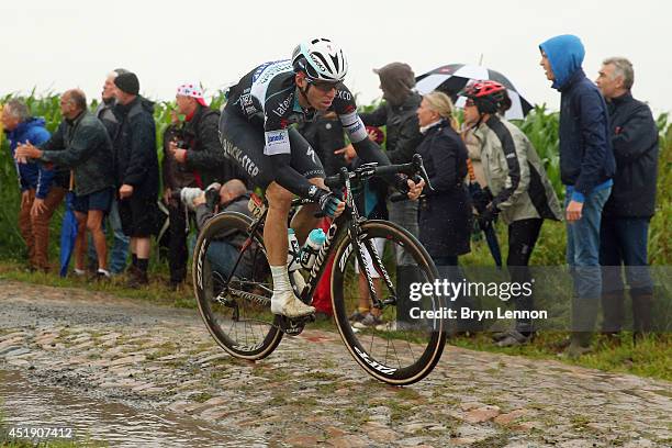 Jan Bakelants of Belgium and Team Omega Pharma-Quick-Step in action during the fifth stage of the 2014 Tour de France, a 155km stage between Ypres...