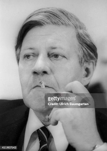 Helmut Schmidt , Chancellor of the Federal Republic of Germany, during the SPD party convention in Berlin, on December 04, 1979 in Berlin, Germany.