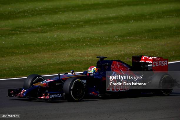 Daniil Kvyat of Russia and Scuderia Toro Rosso drives during day two of testing at Silverstone Circuit on July 9, 2014 in Northampton, England.