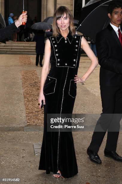 Anya Ziourova attends the Valentino show as part of Paris Fashion Week - Haute Couture Fall/Winter 2014-2015 at Hotel Salomon de Rothschild on July...