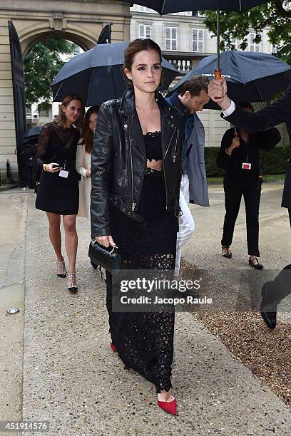 Emma Watson attends the Valentino show as part of Paris Fashion Week - Haute Couture Fall/Winter 2014-2015 at Hotel Salomon de Rothschild on July 9,...